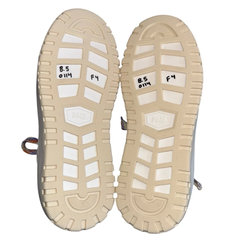 P448 Sneakers Beige Tan Lace Up‎ Platform Sneakers with Gold Glitter Size 8 39